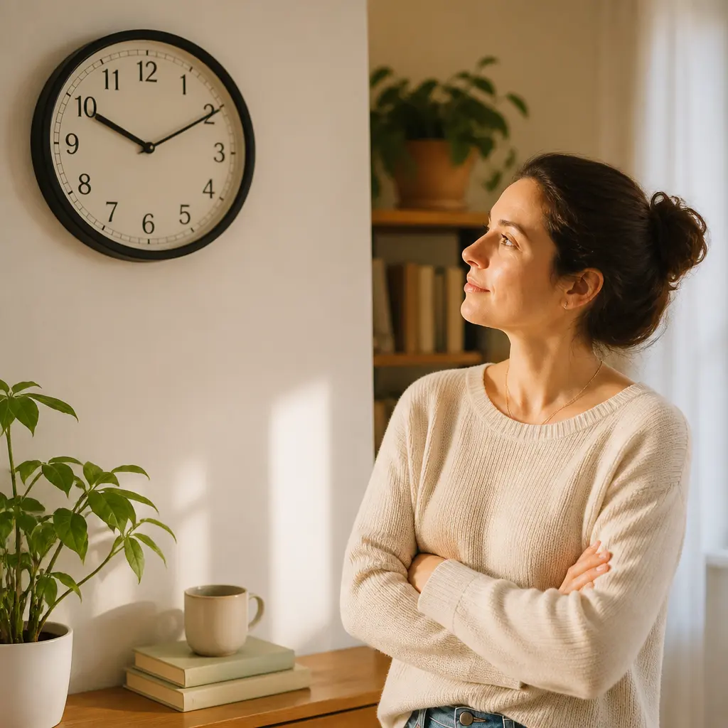 Woman enjoying an alcohol-free drink during wine time as part of an Oct-Sober challenge and healthier evening routine.